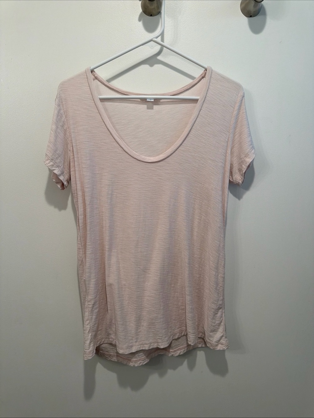 James Perse Tee Womens L 3 Pink Peach Short Sleeve Sheer Slub Scoop Cotton Modal